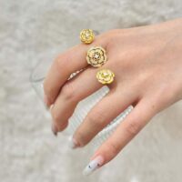 Chanel Women CC Extrait De Camelia Transformable Ring 18K Rose Gold Diamonds (2)