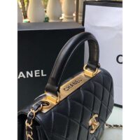 Chanel Women CC Flap Bag Top Handle Lambskin Gold-Tone Metal Black (1)