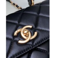 Chanel Women CC Flap Bag Top Handle Lambskin Gold-Tone Metal Black (1)