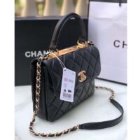 Chanel Women CC Flap Bag Top Handle Lambskin Gold-Tone Metal Black (1)