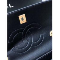 Chanel Women CC Flap Bag Top Handle Lambskin Gold-Tone Metal Black (1)