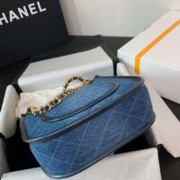 Chanel Women CC Hobo Handbag Washed Denim Gold-Tone Metal Blue (5)