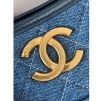 Chanel Women CC Hobo Handbag Washed Denim Gold-Tone Metal Blue (5)