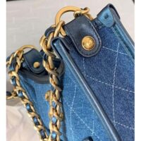 Chanel Women CC Hobo Handbag Washed Denim Gold-Tone Metal Blue (5)