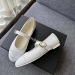 Chanel Women CC Mary Janes Cotton Silk White 1 CM Heel – Image 2