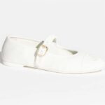 Chanel Femmes CC Mary Janes Coton Soie Blanc Talon 1 CM