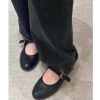 Chanel Women CC Mary Janes Lambskin Black 1 CM Heel