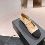 Chanel Women CC Mary Janes Lambskin Grosgrain Beige Black 0.5 CM Heel - Imagen 2