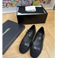 Chanel Women CC Mary Janes Lambskin Grosgrain Black 0.5 CM Heel (8)