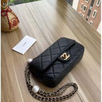 Chanel Women CC Mini Flap Bag Lambskin Imitation Pearls Black (4)
