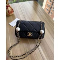 Chanel Women CC Small Flap Bag Lambskin Imitation Pearls Black (1)