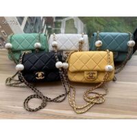 Chanel Women CC Mini Flap Bag Lambskin Imitation Pearls Black (4)