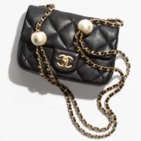 Chanel Women CC Mini Flap Bag Lambskin Imitation Pearls Black (4)