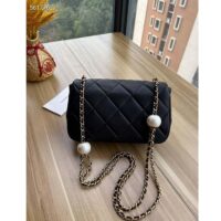 Chanel Women CC Small Flap Bag Lambskin Imitation Pearls Black (1)