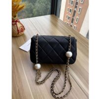 Chanel Women CC Mini Flap Bag Lambskin Imitation Pearls Black (4)