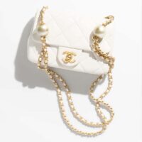 Chanel Women CC Mini Flap Bag Lambskin Imitation Pearls White (8)