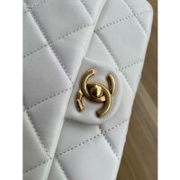 Chanel Women CC Mini Flap Bag Lambskin Imitation Pearls White (8)