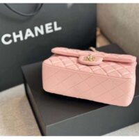 Chanel Women CC Mini Flap Bag Top Handle Lambskin Resin Light Pink (10)