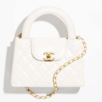 Chanel Women CC Mini Shopping Bag Shiny Crumpled Calfskin Gold Metal White (1)