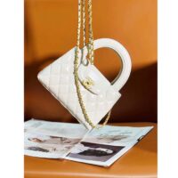 Chanel Women CC Mini Shopping Bag Shiny Crumpled Calfskin Gold Metal White (1)
