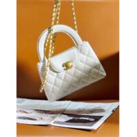 Chanel Women CC Mini Shopping Bag Shiny Crumpled Calfskin Gold Metal White (1)