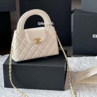 Chanel Women CC Mini Shopping Bag Shiny Crumpled Calfskin White (8)