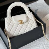 Chanel Women CC Mini Shopping Bag Shiny Crumpled Calfskin White (8)
