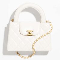 Chanel Women CC Mini Shopping Bag Shiny Crumpled Calfskin White (8)