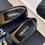 Chanel Women CC Moccasins Calfskin Metal Black 3 CM Heel - Image 10