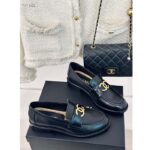 Chanel Women CC Moccasins Calfskin Metal Black 3 CM Heel - Image 3