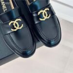 Chanel Women CC Moccasins Calfskin Metal Black 3 CM Heel - Image 7