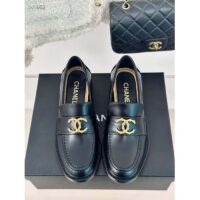 Chanel Women CC Moccasins Calfskin Metal Black 3 CM Heel (8)