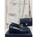 Chanel Women CC Moccasins Calfskin Metal Black 3 CM Heel - Image 2