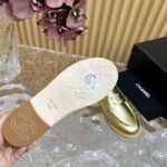 Chanel Women CC Moccasins Laminated Lambskin Metal Gold 3 CM Heel - immagine 10