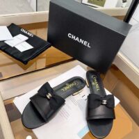 Chanel Women CC Mules Lambskin Grosgrain Black 4 CM Heel (5)