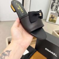 Chanel Women CC Mules Lambskin Grosgrain Black 4 CM Heel (5)