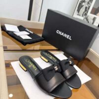 Chanel Women CC Mules Lambskin Grosgrain Black 4 CM Heel (5)