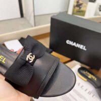 Chanel Women CC Mules Lambskin Grosgrain Black 4 CM Heel (5)