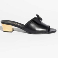 Chanel Women CC Mules Lambskin Grosgrain Black 4 CM Heel (5)