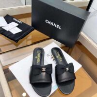 Chanel Women CC Mules Lambskin Grosgrain Black 4 CM Heel (5)