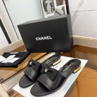Chanel Women CC Mules Lambskin Grosgrain Black 4 CM Heel (5)