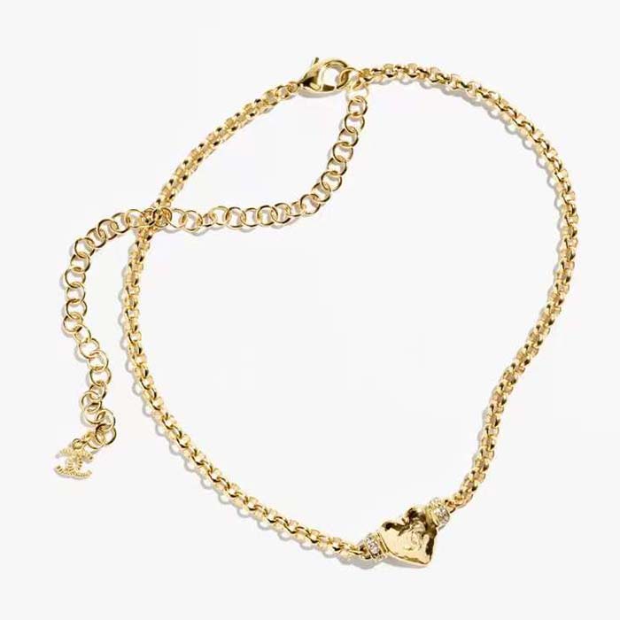 Chanel Women CC Pendant Choker Metal Strass Gold Crystal