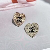 Chanel Women CC Pendant Earrings Black Metal Strass Gold Crystal (3)