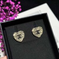 Chanel Women CC Pendant Earrings Black Metal Strass Gold Crystal (3)