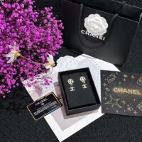Chanel Women CC Pendant Earrings Metal Resin Strass Gold White Crystal (6)
