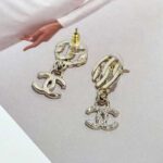 Chanel Women CC Pendant Earrings Metal Resin Strass Gold White Crystal - Image 7