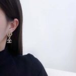 Chanel Women CC Pendant Earrings Metal Resin Strass Gold White Crystal - Image 11