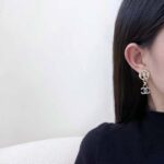 Chanel Women CC Pendant Earrings Metal Resin Strass Gold White Crystal - Image 10