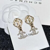 Chanel Women CC Pendant Earrings Metal Resin Strass Gold White Crystal (6)