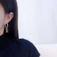 Chanel Women CC Pendant Earrings Metal Strass Gold Crystal (15)